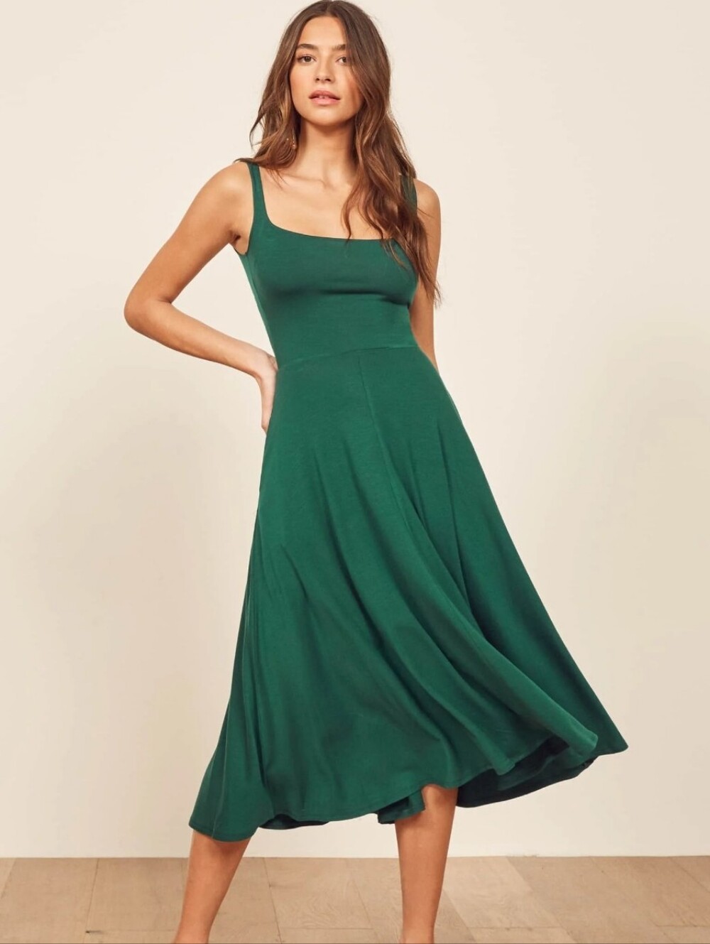 Reformation Rou Mary Midi Dress In Green Size XS